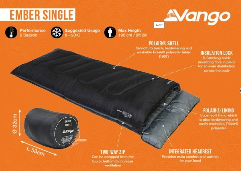 Vango Ember Single Sleeping Bag Black - Image 4