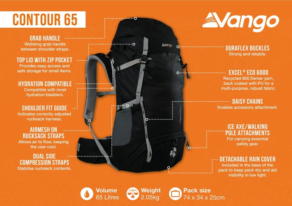 Vango Contour 65 Σακίδιο Ορειβασίας 65 Λίτρων - Εικόνα 9