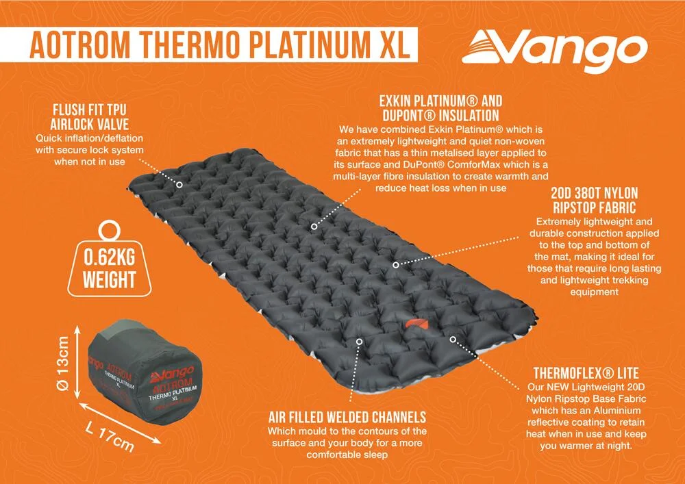 Vango Aotrom Thermo Platinum XL Μονό Υπόστρωμα Με Μόνωση Πάχους 5cm Astro Grey - Image 5