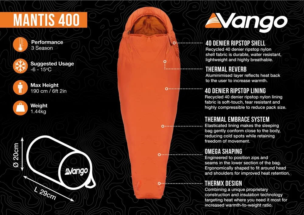 Vango Mantis 400 Υπνόσακος Harissa - Εικόνα 7