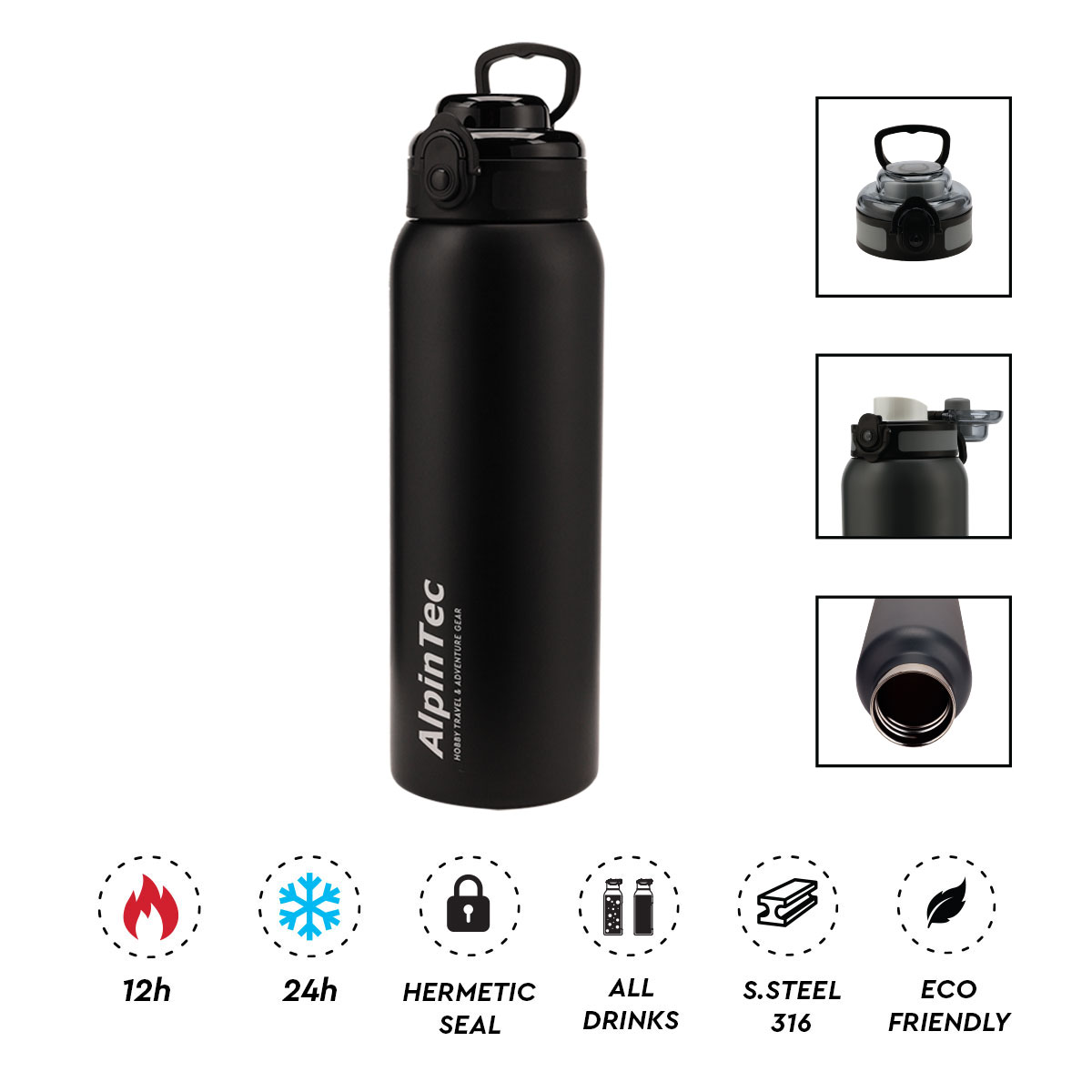 Alpin Tec Wayfarer 1000ml θερμός Black