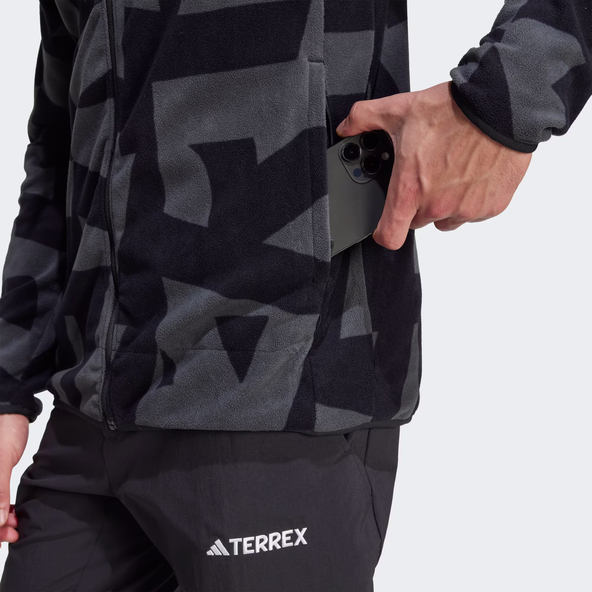 Adidas Terrex Multi Printed Full-Zip Ανδρική Fleece Ζακέτα Black/Carbon - Εικόνα 3