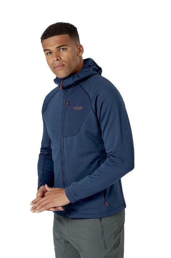 Rab Geon Deep Ink Ανδρική Ζακέτα Fleece με Kουκούλα