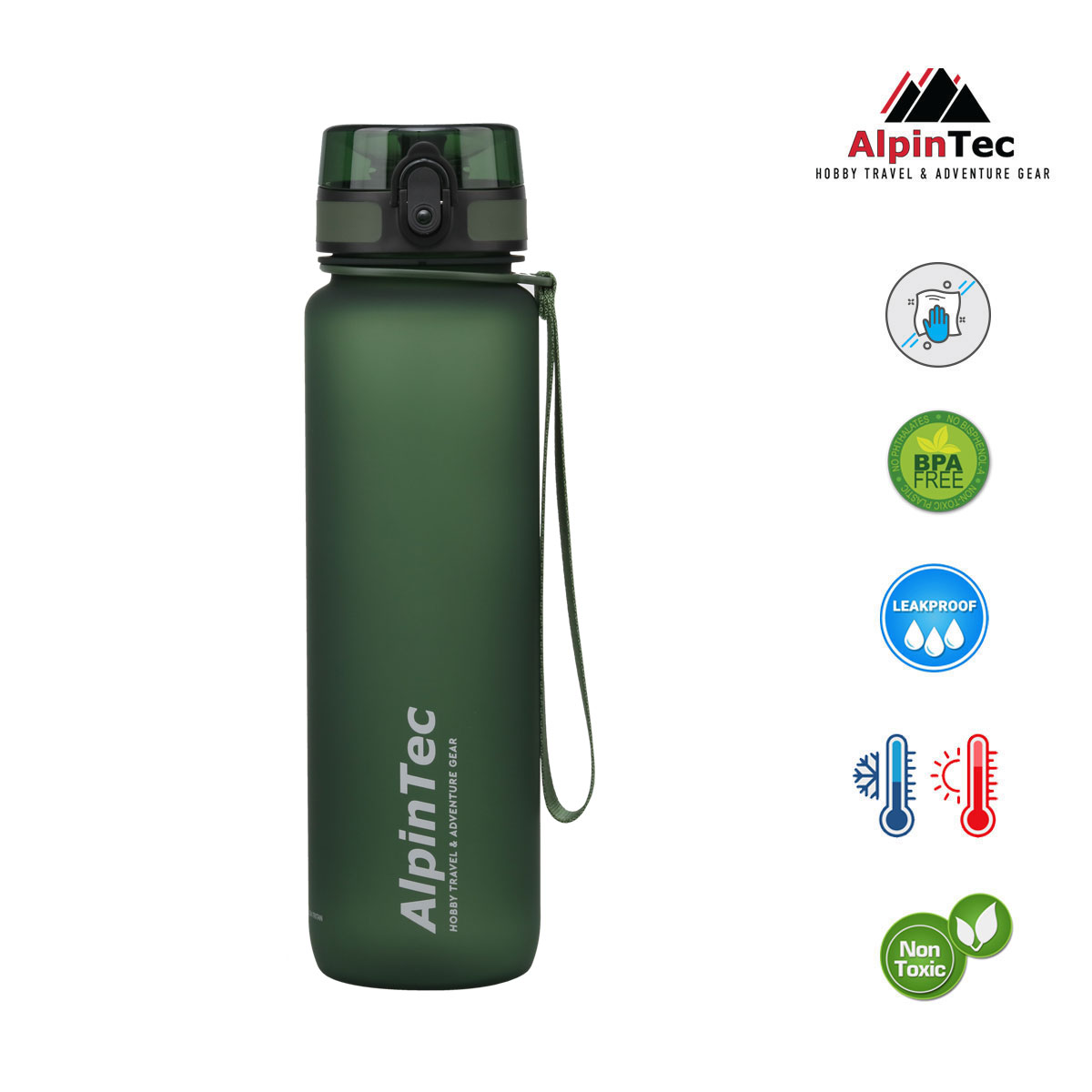 Alpin Tec Quest 1000ml Παγούρι Νερού Dark Green - Image 2