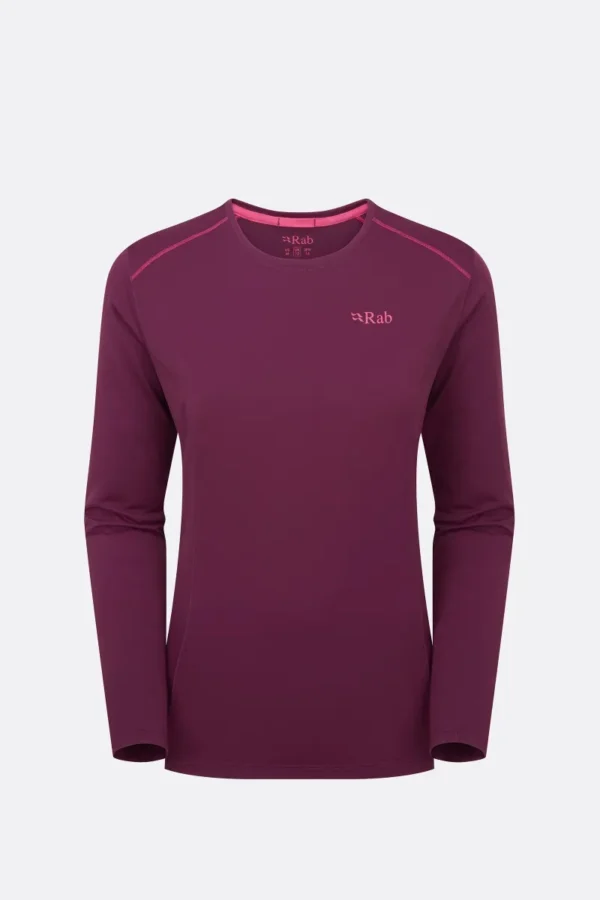 Rab Force LS Γυναικεία Μακρυμάνικη Συνθετική Τεχνική Μπλούζα Regular Fit Mulberry