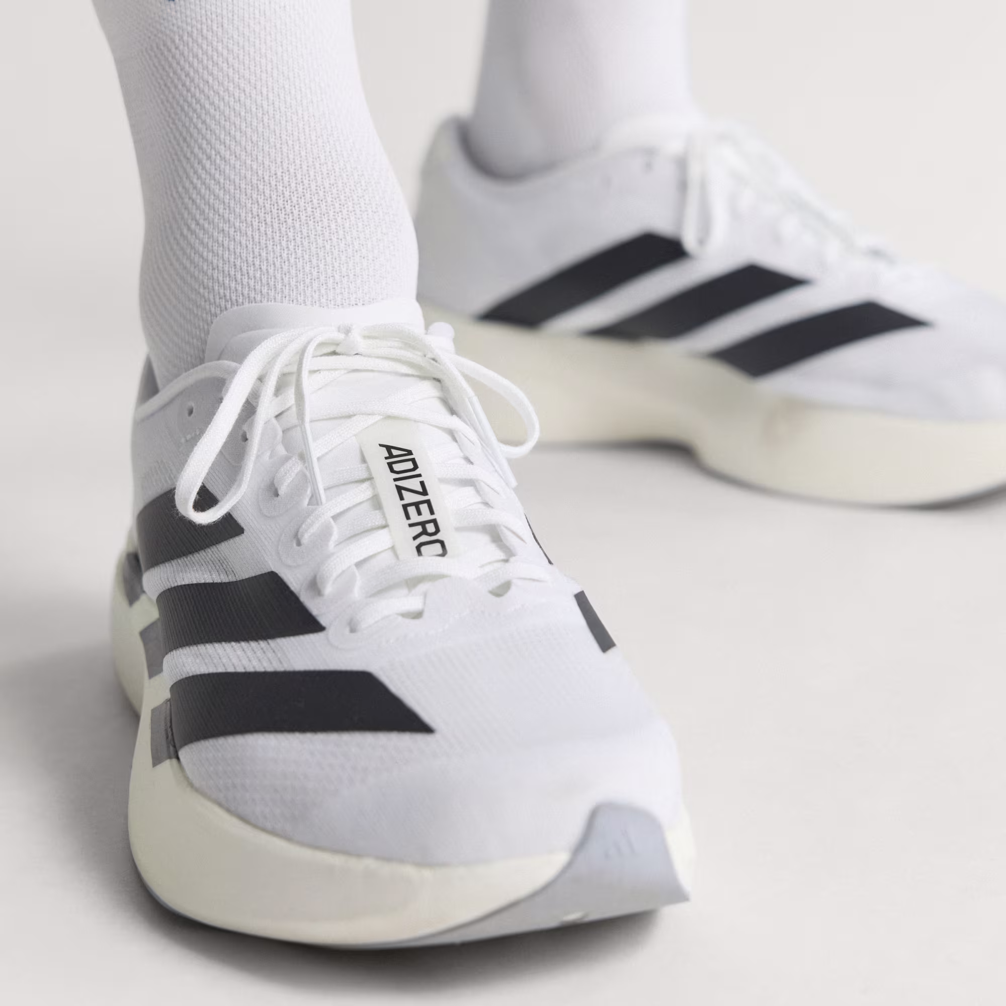 Adidas Adizero EVO SL Woven Ανδρικό Αντικραδασμικό Παπούτσι Τρεξίματος Cloud White / Core Black / Cloud White - Image 4