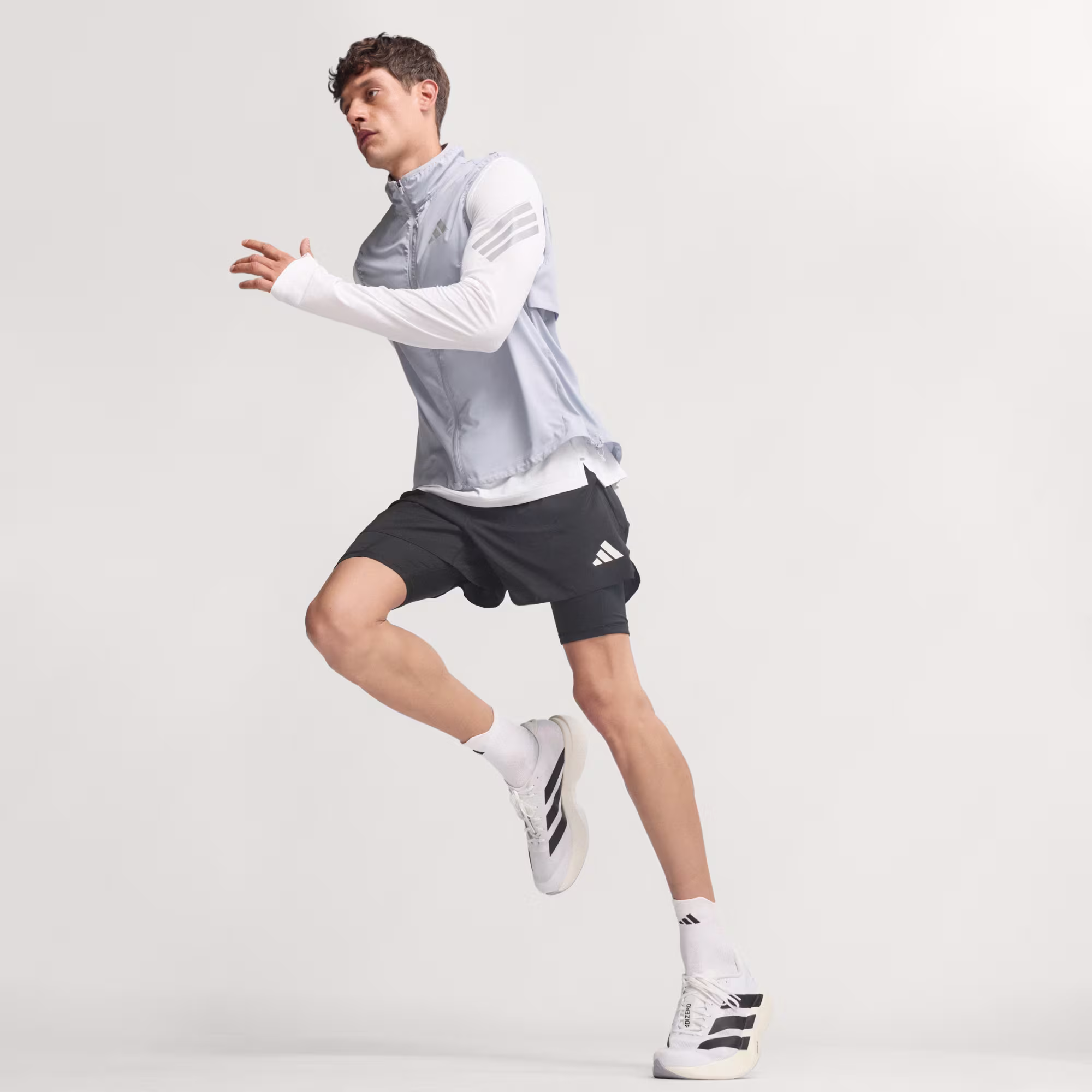 Adidas Adizero EVO SL Woven Ανδρικό Αντικραδασμικό Παπούτσι Τρεξίματος Cloud White / Core Black / Cloud White - Image 5