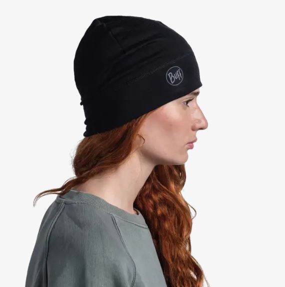 Buff Merino Lightweight Σκούφος Solid Black - Image 3