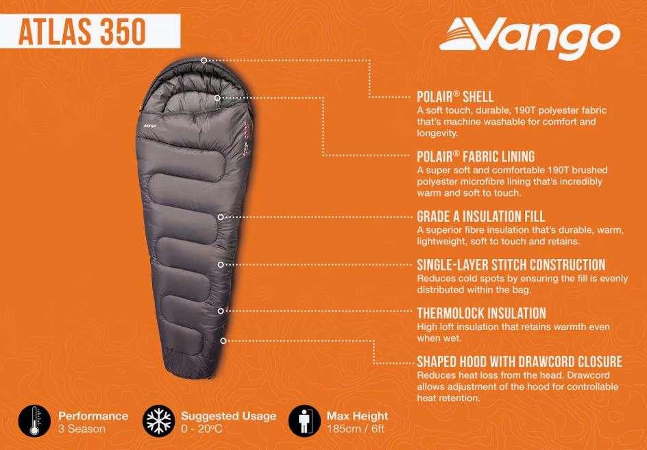 Vango Atlas 350 Sleeping Bag Υπνόσακος Μούμια - Image 5