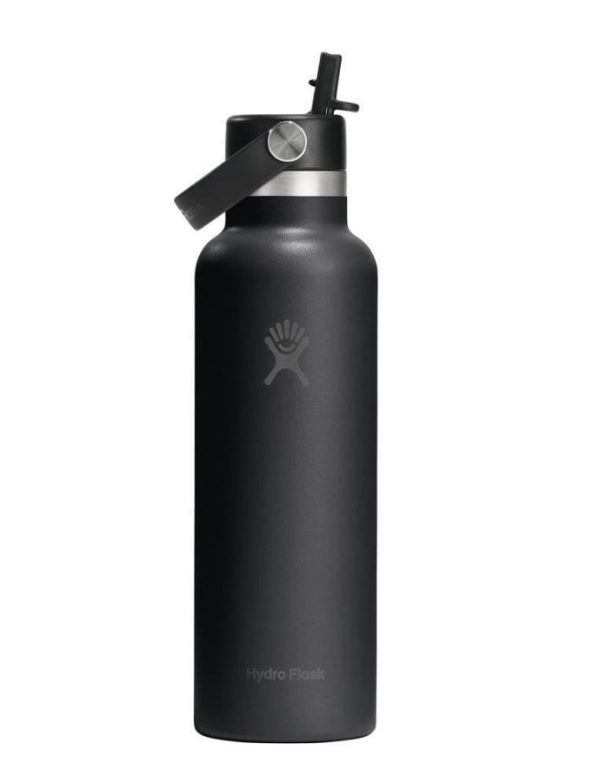 Hydro Flask Standard Mouth Flex Straw Cap Μπουκάλι Θερμός Ανοξείδωτο 621ml Black