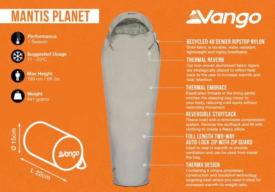 Vango Mantis Planet 50 Grey Flannel Υπνόσακος - Image 9