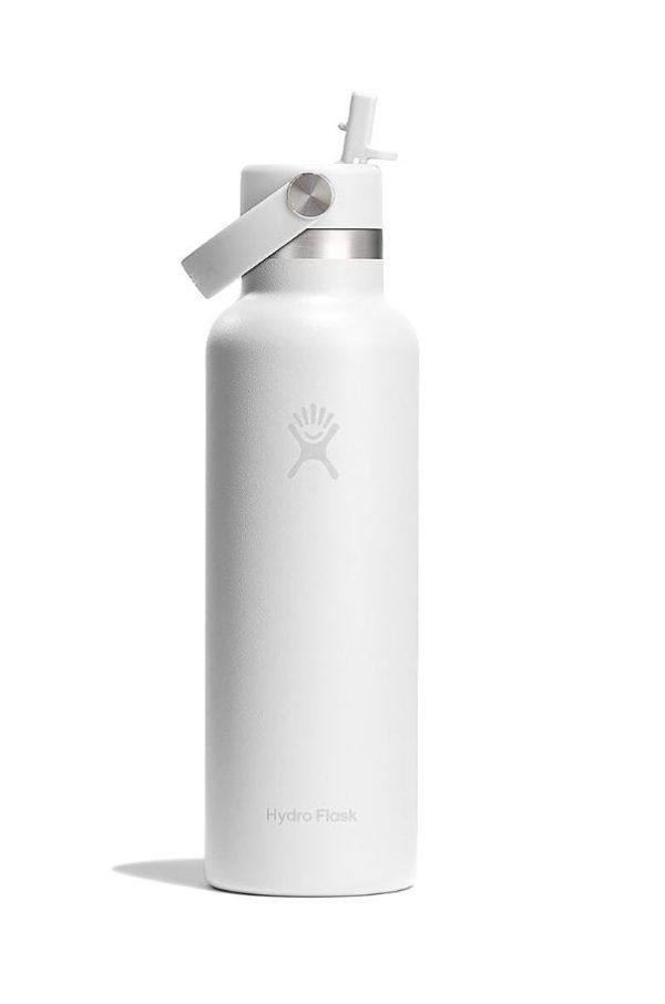 Hydro Flask Standard Mouth with Flex Straw Cap Μπουκάλι Θερμός Ανοξείδωτο 621ml White με Καλαμάκι
